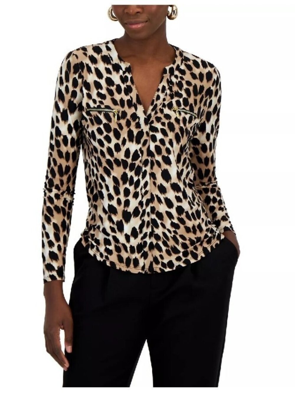 INC Leopard print blouse NWT Petite XS